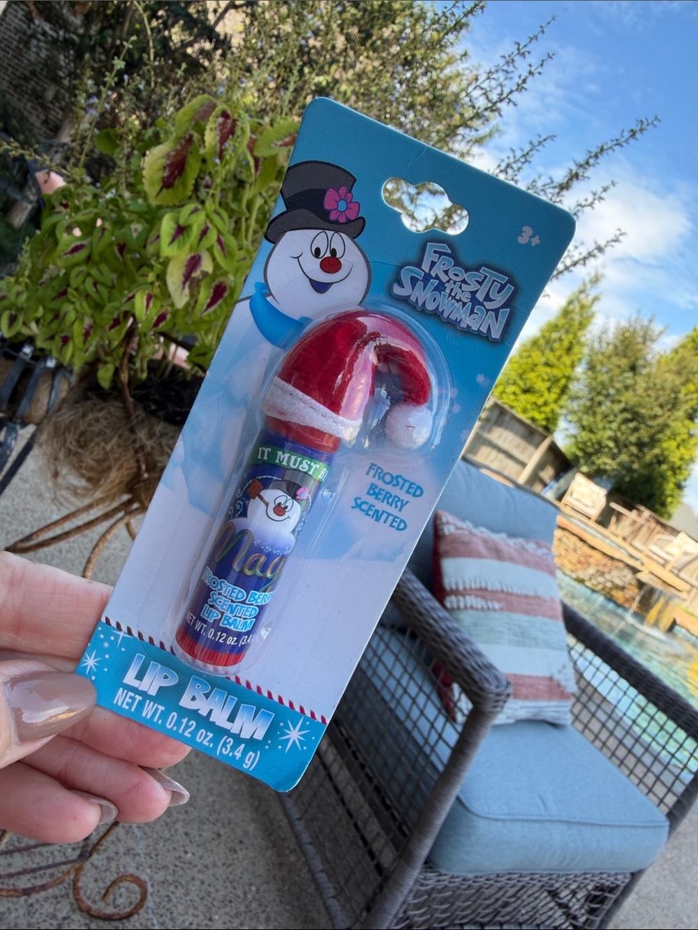 ☃️ Frosty the Snowman Kids Frosted Berry Lip Balm - Red - Santa Hat